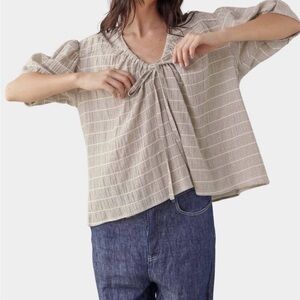 Elegant Beige Plaid Women's Blouse